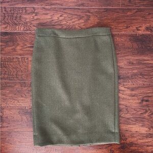 (NWOT) J. Crew 100% Wool Tailored Pencil Skirt - Olive Green, Size 2